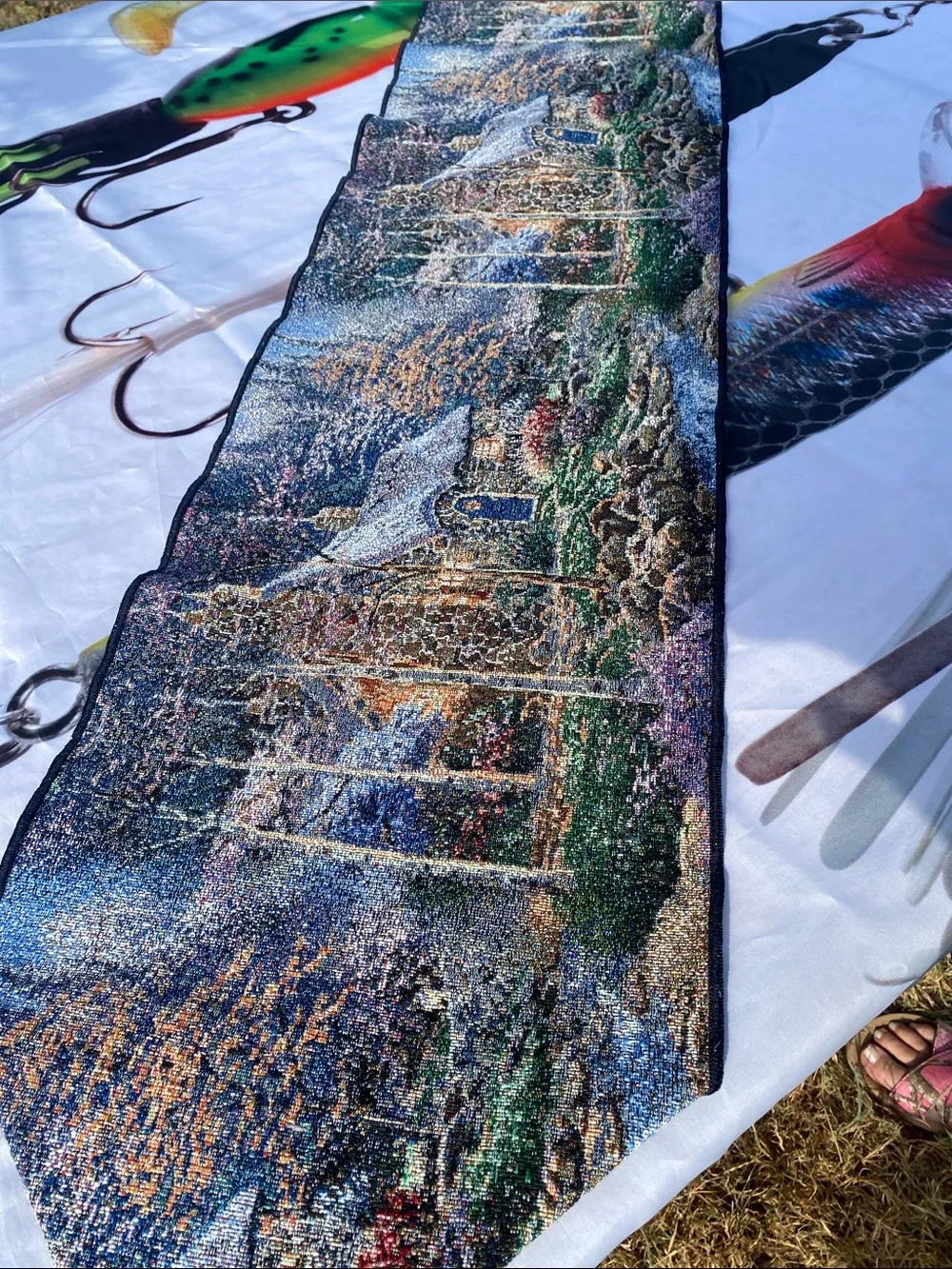 Vintage Thomas Kinkade Everett's Cottage Tapestry Table Runner 68